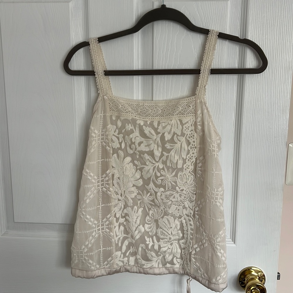 Anthropologie Tiny cream lace camisole tank top